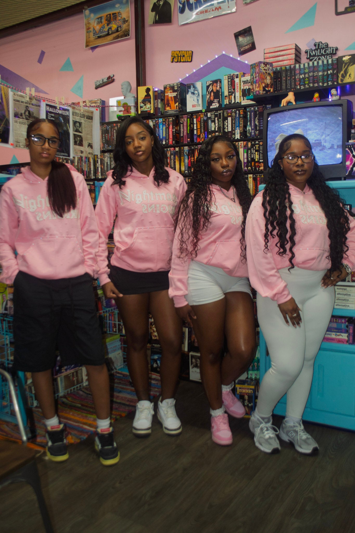 pink hoodie